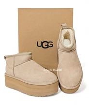 NEW 100% Authentic UGG Classic Ultra Mini Platform Women's Boots Shoes Sand