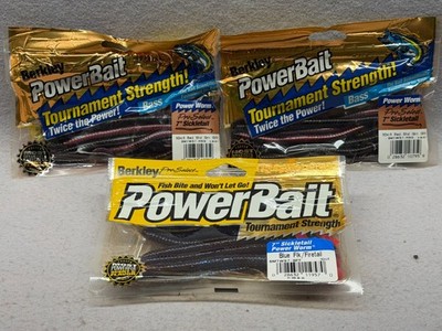 Obsolete Vintage Berkley 7'' Power SickletailTournament Strength Worms (3) 10 pks
