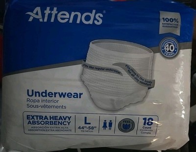 Attends Disposable Underwear Large Size Extra Heavy Absorbency 18/Pack