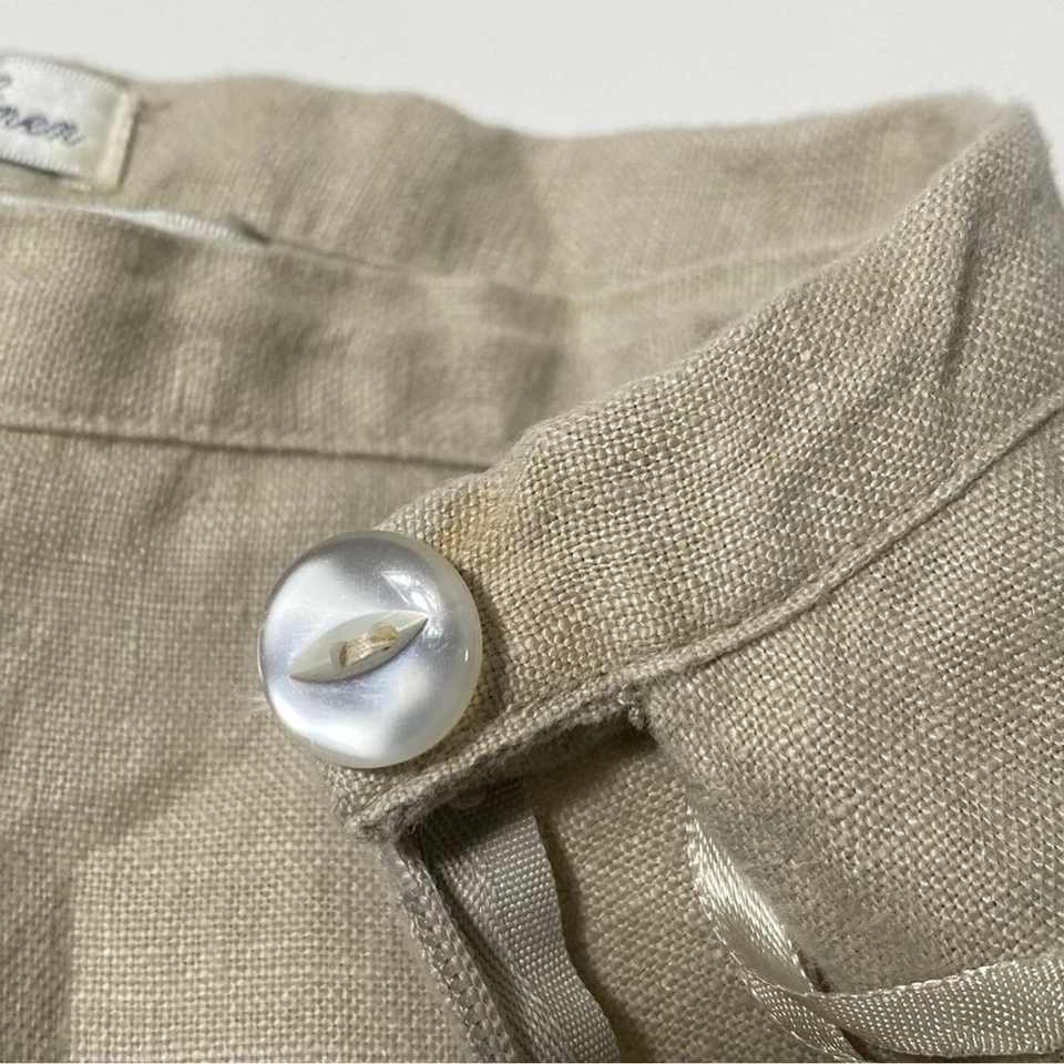 Pantalones para mujer John Paul Richard Outfit Petite 100 % lino puro tostado talla 10P Foto 3 de 4