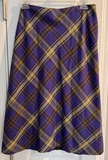 CASUAL CORNER Size 10 A-Line Skirt Plaid Purple Green 90s Preppy Punk Classic