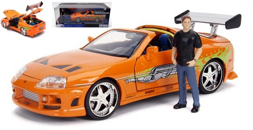Fast & Furious Brian & Toyota Supra 1995 Orange Mit Figur 1:24 Modell - Bild 1 von 1