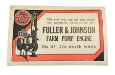 Fuller Johnson Farm Pump Engine Ask User About Service Label Sticker Do It AMQE1