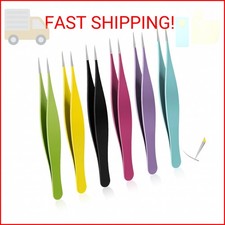 Salbsever 6-Piece Needle Nose Tweezers - Precision Fine Point Tip - Stainless St