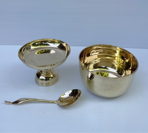 Vintage Style Thai Brass Handmade Bowl & Supporting Stand with Ladle Handmade - Picture 2 of 24