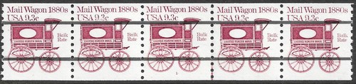 US Stamp #1903a 9.3c. Mail Wagon Coil Strip of 5 Plate #1 Precancel MNH