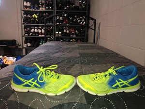 Asics 33-DFA feminino tênis de corrida para treino tamanho 7 Azul Neon Verde T582N | eBay