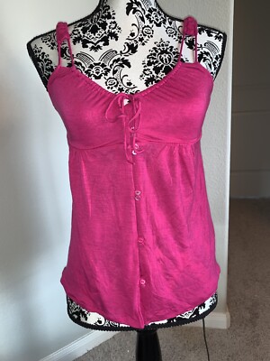 VINTAGE Y2K Club Monaco Pink Cut Out Blouse Shirt Tank Top Sz XS DISCONTINUED