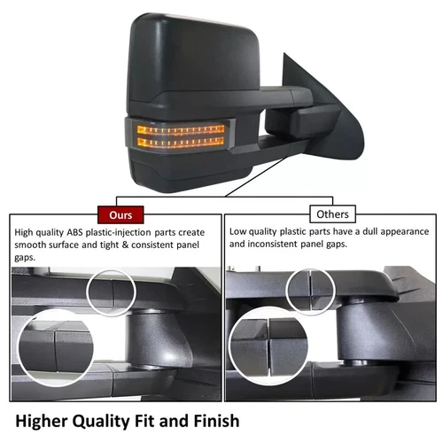 Tow Mirror Power Fold Heat LED Signal Spotlight Textured Pair for GM