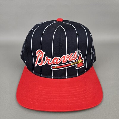 Vintage Atlanta Braves Starter Baseball Hat Cap MLB Black Red Striped