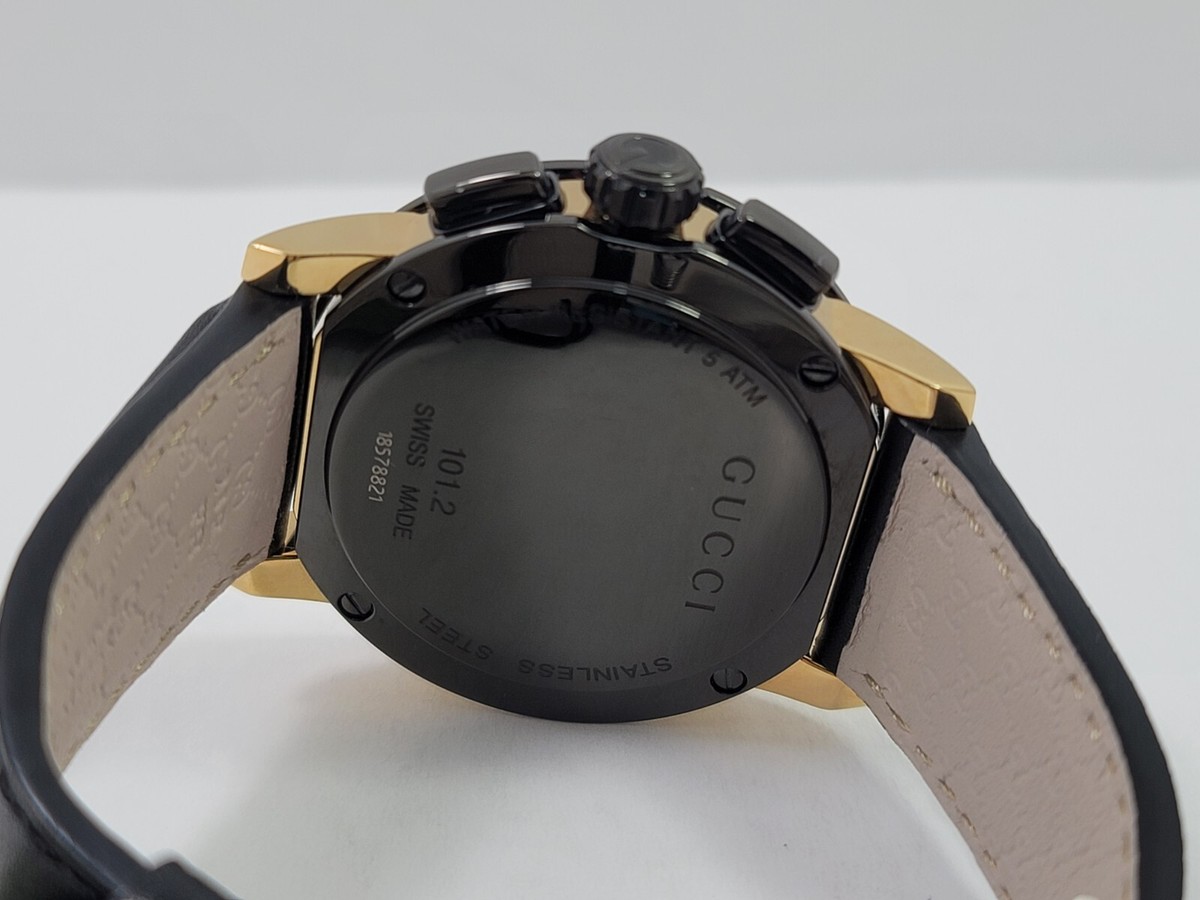 Gucci SWISS G-Chrono XL Black Dial Leather Strap Men's Watch