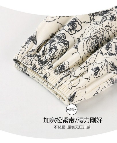 Women's 100% Pure Coton Pajamas Set Floral Printed Sleepwear 2 Pcs Pants Suit - 第 11/25 張圖片