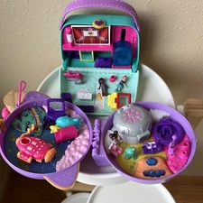 Polly Pocket Saturn Space Explorer & World Mini Mall Set Of 2 Accessories Dolls