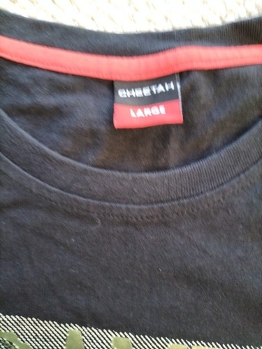 Cheetah Men's Black Large T Shirt With Print - Picture 6 of 24