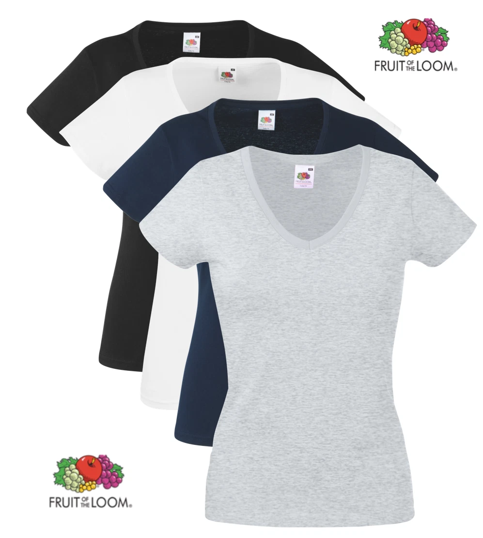 T-SHIRT da DONNA corta FRUIT OF THE LOOM Maniche Corte MAGLIETTA Maglia
