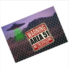 Listing image for Metal Area 51 UFO Tin Sign Aluminium Wall Art Door Room Man Cave 15x10cm D1