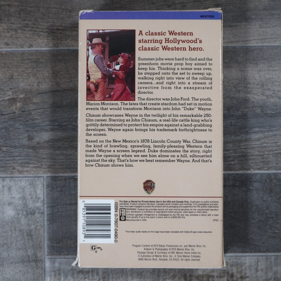 Chisum VHS John Wayne Forrest Tucker Christopher George Western Classic Film Foto 3 de 4