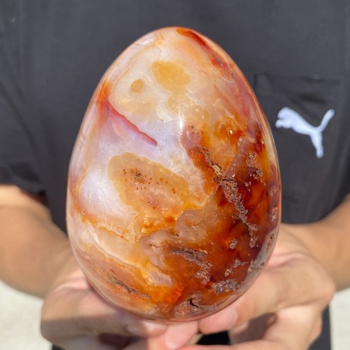 975g Raro Uovo di Agata Naturale Cristalli di Quarzo Esemplare Minerale Guarigione - Foto 3 di 13