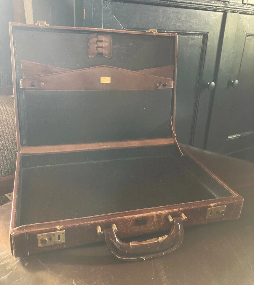 Malette en cuir italien " Lito ", porte documents, attaché case vintage, 1950 - Photo 3/4