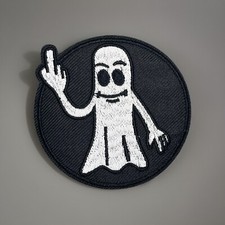 GHOST F-YOU EMBROIDERED IRON ON PATCH APPROX: 3.0  DIAMETER FREE SHIPPING