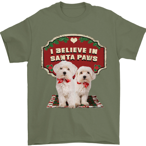 T-Shirt Natalizia Maltese Divertente Babbo Natale Paws 100% Cotone - Bild 11 von 95