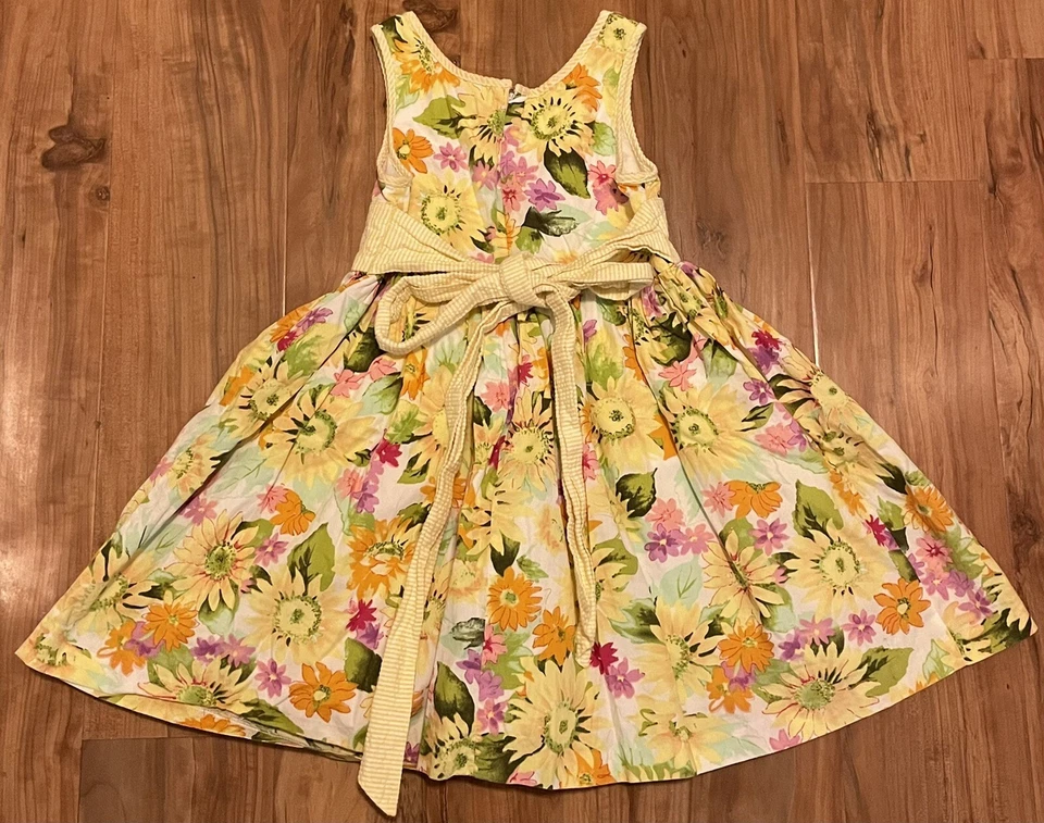 Vestido Polly & Friends Niñas Amarillo Floral Algodón Forrado Crinolina Talla 4 Foto 2 de 3