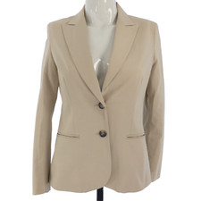 Theory Womens Blazer Suit Jacket Nichelle Cotton Beige Single Breasted Smart Uk8