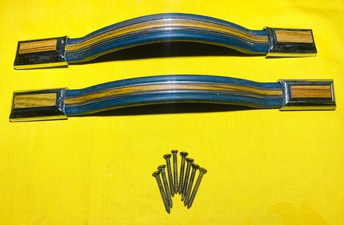 Chevy Dodge Ford Custom Van 2-door Set of BLUE Vinyl Chrome Door Pull Straps Kit - 第 2/9 張圖片