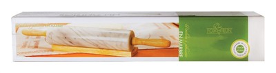 Fox Run 4050 Natural Elegant Marble White Rolling Pin and Base 18 in.