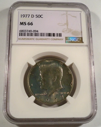 1977-D CLAD NGC MS66 KENNEDY HALF DOLLAR 50c MS 66