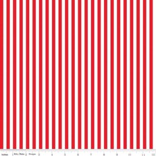 Stripe Fabric, BTY, 1/4" Stripes Red/White, RileyBlake, C555-RED, TheFabricEdge