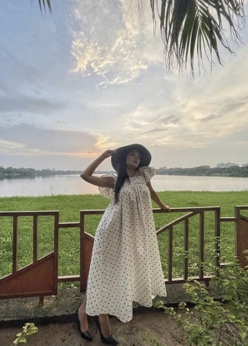 Dotted Ruffle Midi Maxi Dress Blogger HM H&M Cotton XXL 2X Rare Polka Dot White - Picture 10 of 15