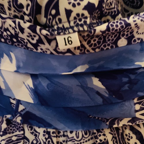 Vintage Parigi Blue Roses & Paisley Pattern Pleated Skirt & Camisole Set Size 16 - Picture 6 of 11