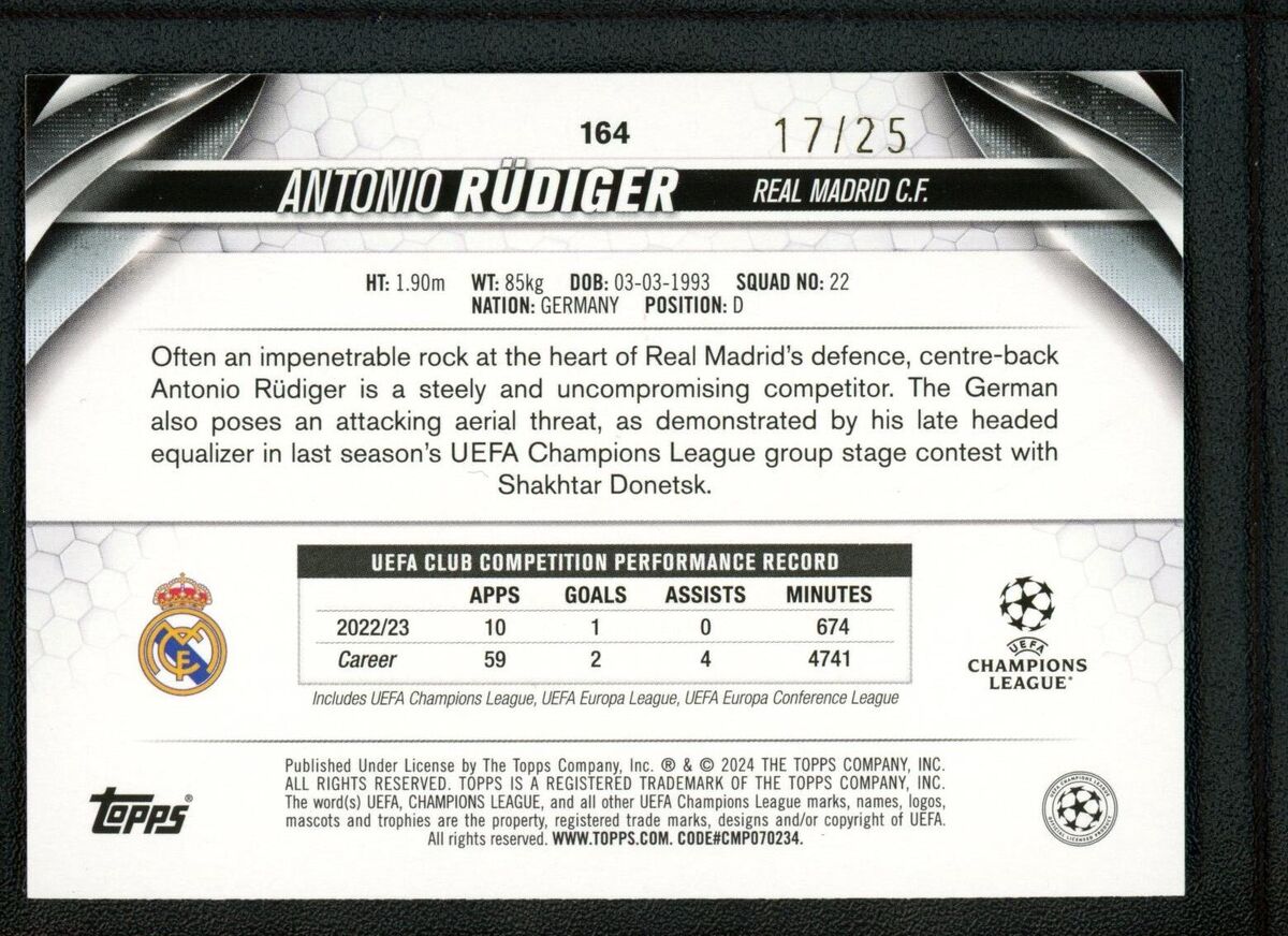 TOPPS サッカーカード STADIUM CLUB CHROME ANTONIO RUDIGER CHELSEA 09/75 #CA-AR 送料無料 中古 IT2 $_3.JPG