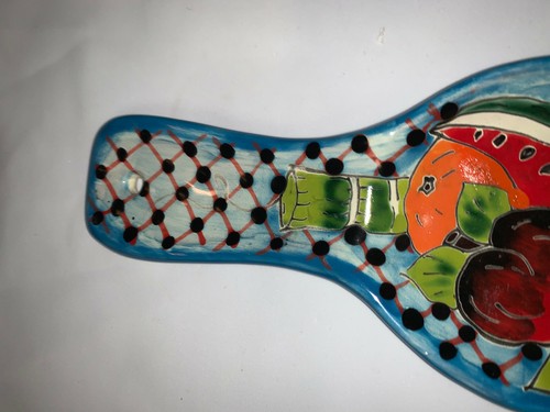 Kitchen Talavera Ceramic Spoon Rest - Multi Colored Fruit - Spoon Rest 10" - Picture 3 of 5