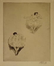 Etching Etching Drypoint Engravings Paul RENOUARD "Ballerinas" early '900 3