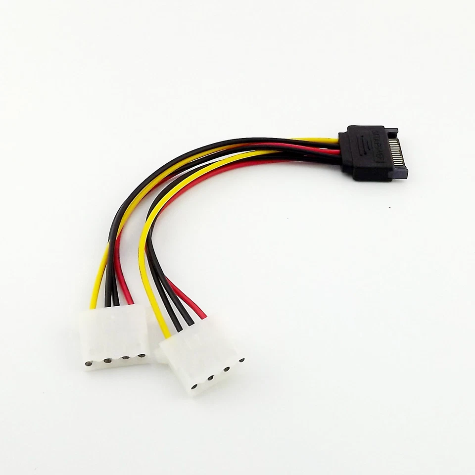 Serial ATA SATA 15 Pin Male to 2x Molex 4 Pin IDE Female HDD Power Adapter Cable - Image 2 of 4