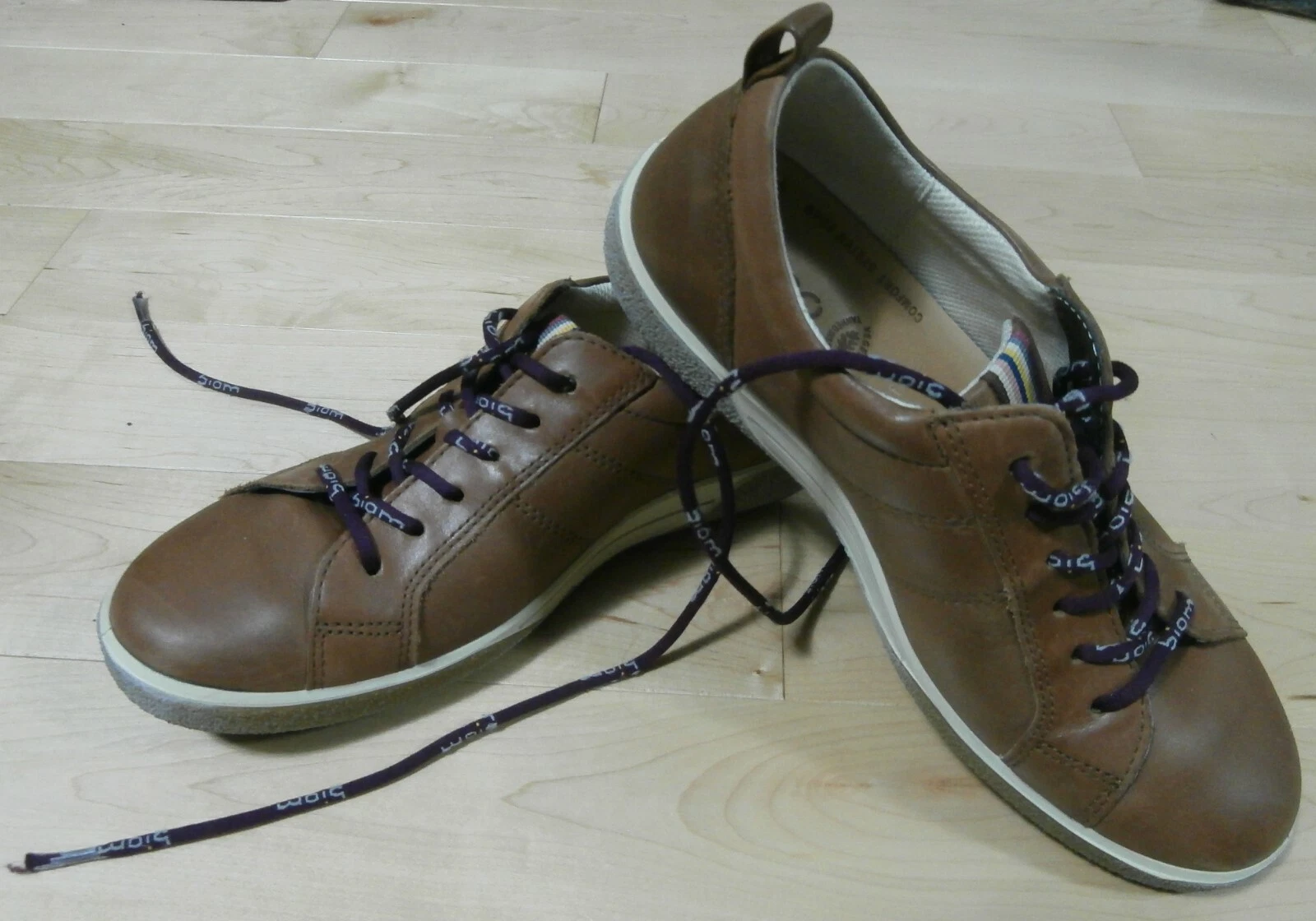 Ecco Biom Sneakers Oxford da donna in pelle marrone scarpe stringate taglia EU 36 US 5 5
