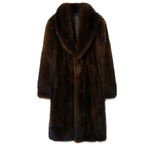 Hommes luxe fourrure de vison vraie fourrure chaude vêtements de plein air manteau long fourrure manteau épais parka - Photo 1/18