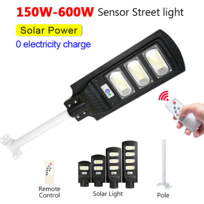 LED Solar Street Road Lights 160W-600W Lamps IP65 Pole Remote Control Outdoor