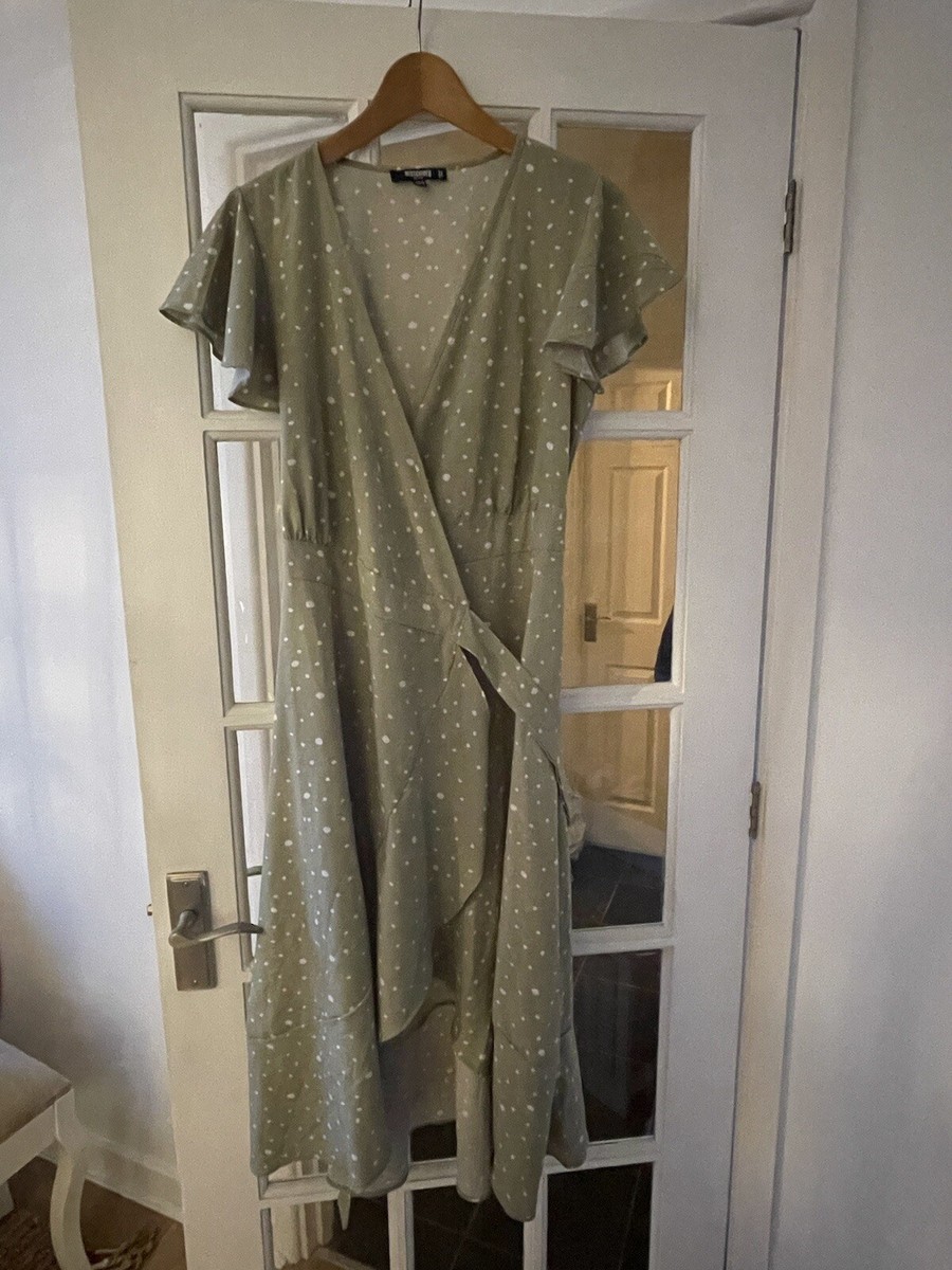 missguided green wrap dress Polkadot Maxi Size 10 Vacation Shoes