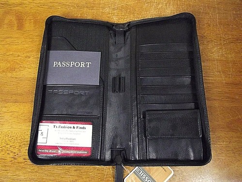 NEW Fossil Passport Holder Black 