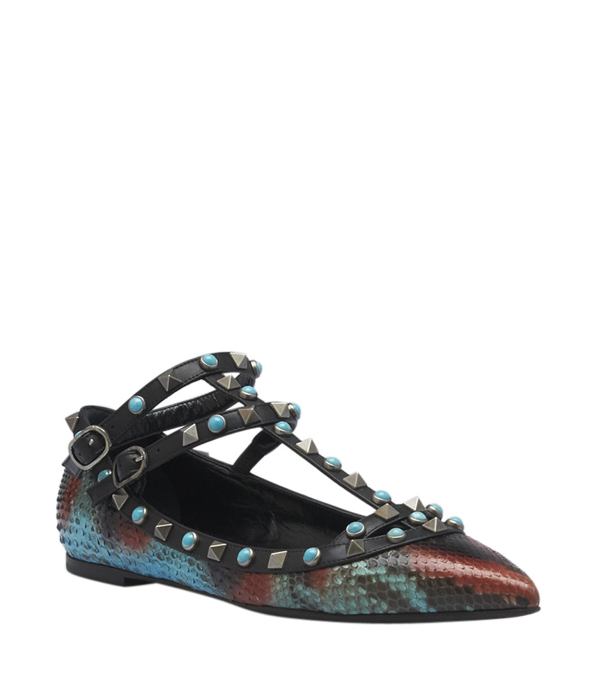 Valentino enjaulado rockstud Python Multi-Color Piel De Serpiente pisos, tamaño 38 Valentino enjaulado rockstud Python Multi-Color Piel De Serpiente pisos, tamaño tamaño tamaño 38 estilo clásico