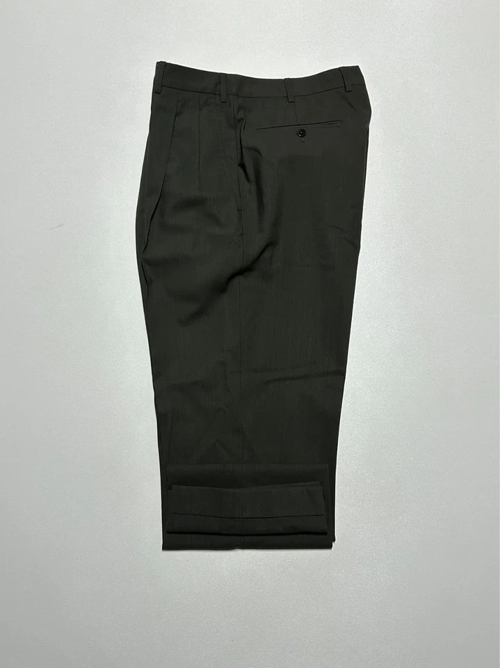 ERMENEGILDO ZEGNA мужской коричневый шерсти классический крой плиссированные брюки/брюки 32 x 30 - Изображение 2 из 4