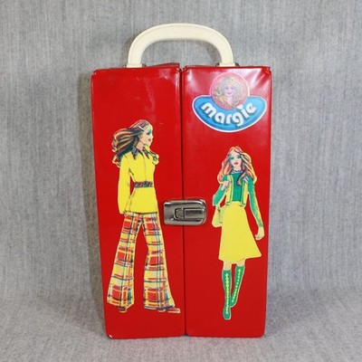CLONE VINTAGE Barbie Margie Doll Carry Case 1970s Red Vinyl Double Open Fashion
