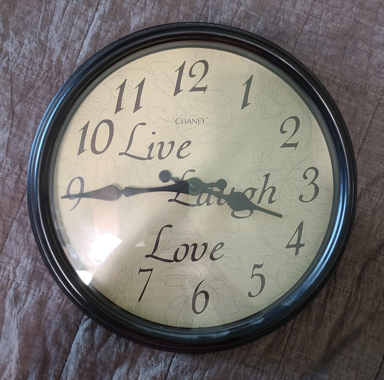 Live Laugh Love Quotes Round Analog Quartz Plastic Wall Clock Black 36141