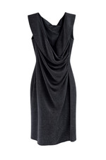 CHAPS 18W Black Sparkle Ruched Cocktail Dress Glam Goth Luxe Partycore Vibes