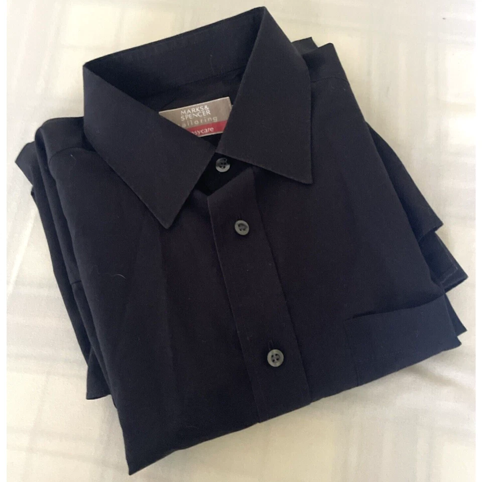 Camisa negra de manga larga de abajo Marca & Spencer California para hombre 15,5 39-40 Foto 3 de 4