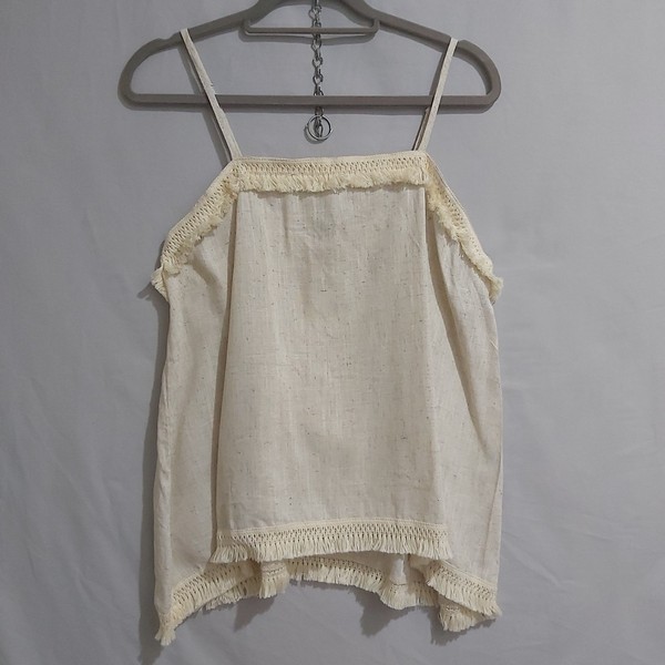 ChicMe Size XL Beige Camisole Tank Top Adjustable Straps Braided Detail