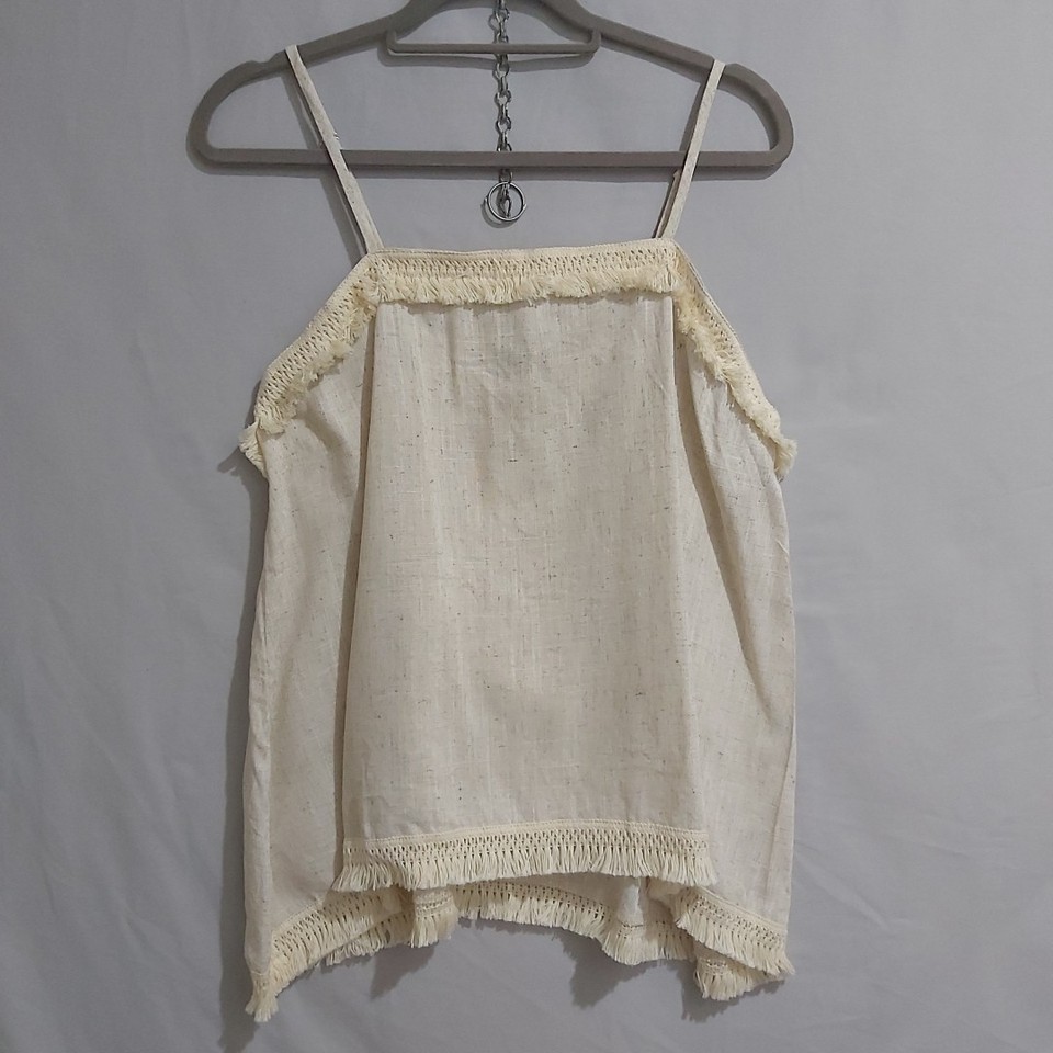 ChicMe Size XL Beige Camisole Tank Top Adjustable Straps Braided Detail